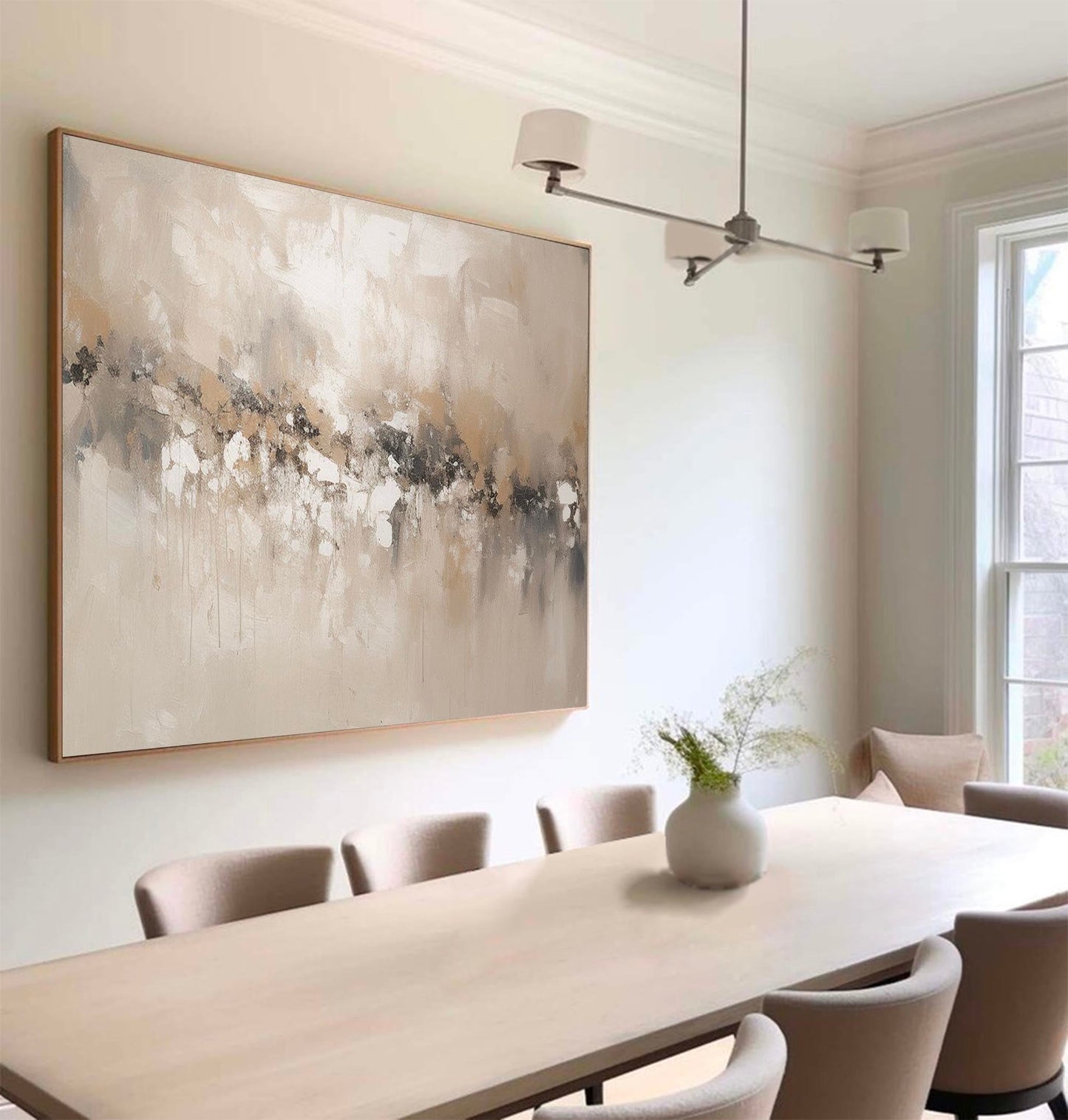 Serene Minimalist Abstract Oil Painting in Soft Neutrals for Modern D√©cor