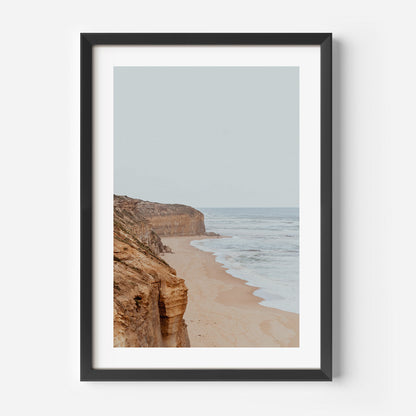 Coastal Serenity: Ocean View Oil Painting of Gibson Steps and Sandy Shoreline