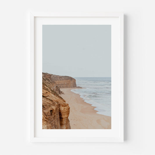 Coastal Serenity: Ocean View Oil Painting of Gibson Steps and Sandy Shoreline