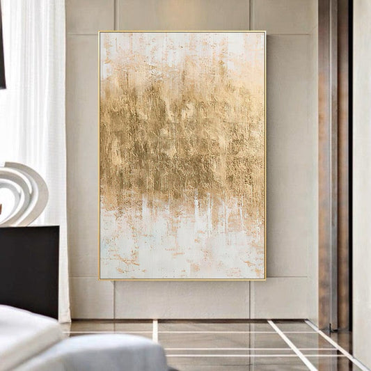 Golden Abstract Landscape Oil Painting for Elegant Home Decor