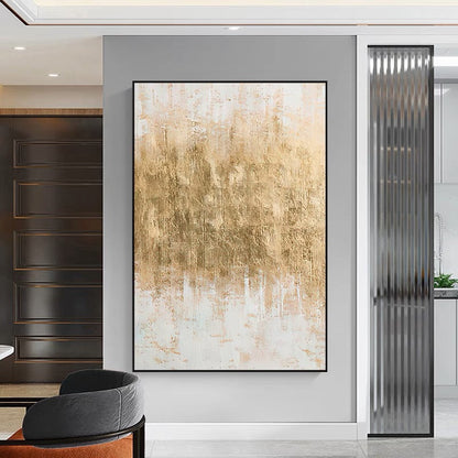 Golden Abstract Landscape Oil Painting for Elegant Home Decor