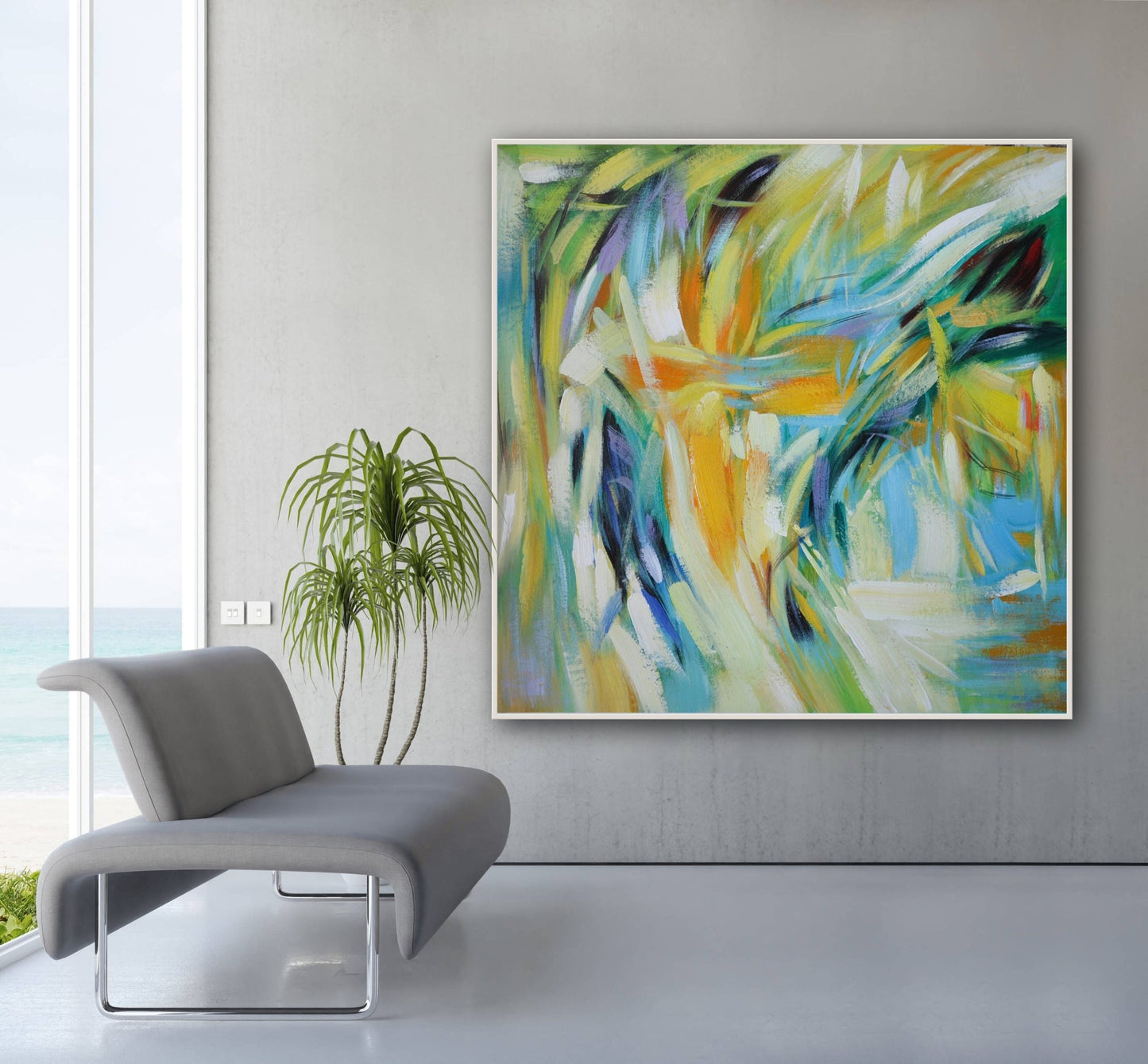 Vibrant Abstract Oil Painting for Modern Decor and Artistic Interiors