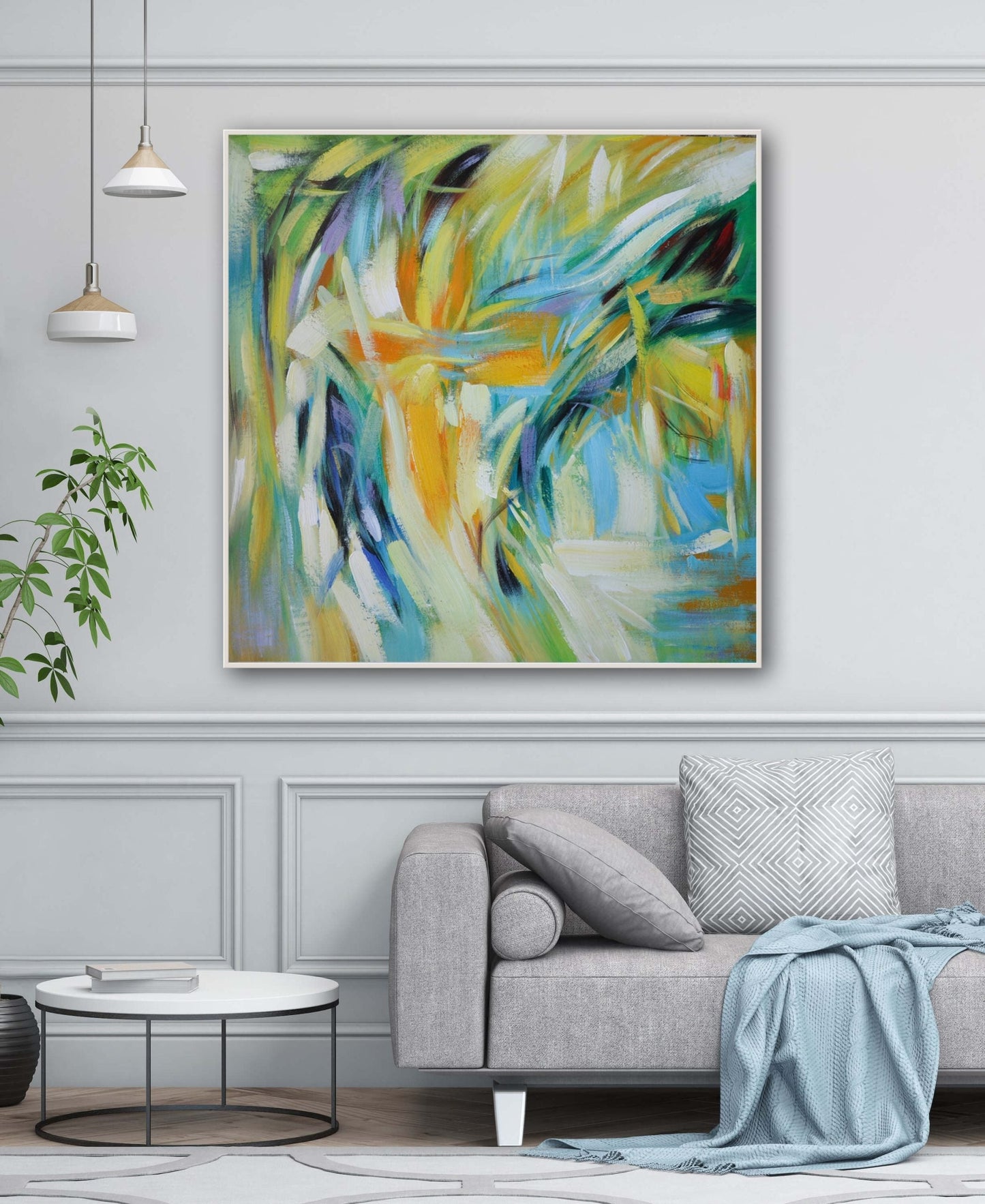 Vibrant Abstract Oil Painting for Modern Decor and Artistic Interiors