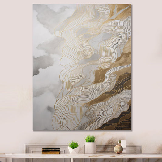Elegant Gold and Gray Abstract Line Art for Modern Home Decor