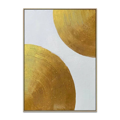 Abstract Gold Circle Oil Painting for Modern Home Decor