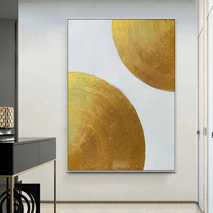 Abstract Gold Circle Oil Painting for Modern Home Decor