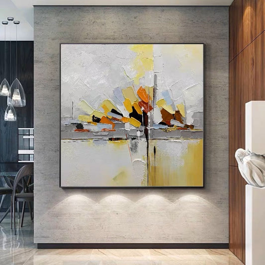Radiant Abstract Landscape Oil Painting in Golden and Earth Tones