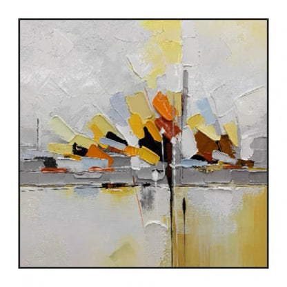 Radiant Abstract Landscape Oil Painting in Golden and Earth Tones