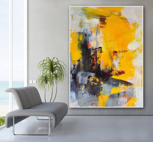 Radiant Abstract Oil Painting of Golden Wilderness for Home Decor