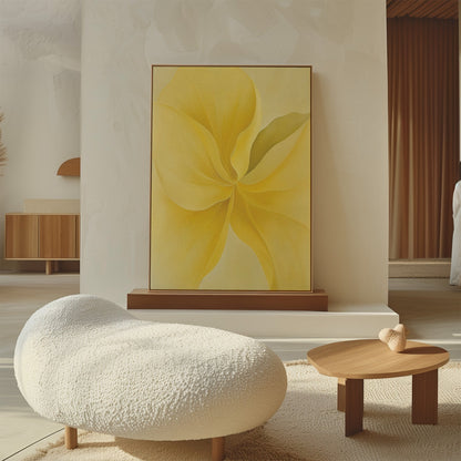 Radiant Yellow Floral Abstract Oil Painting for Brightening Spaces
