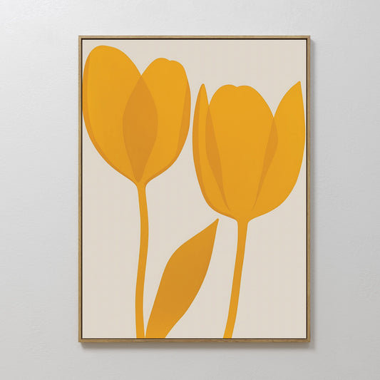 Vibrant Yellow Tulips Abstract Oil Painting for Modern Home Decor