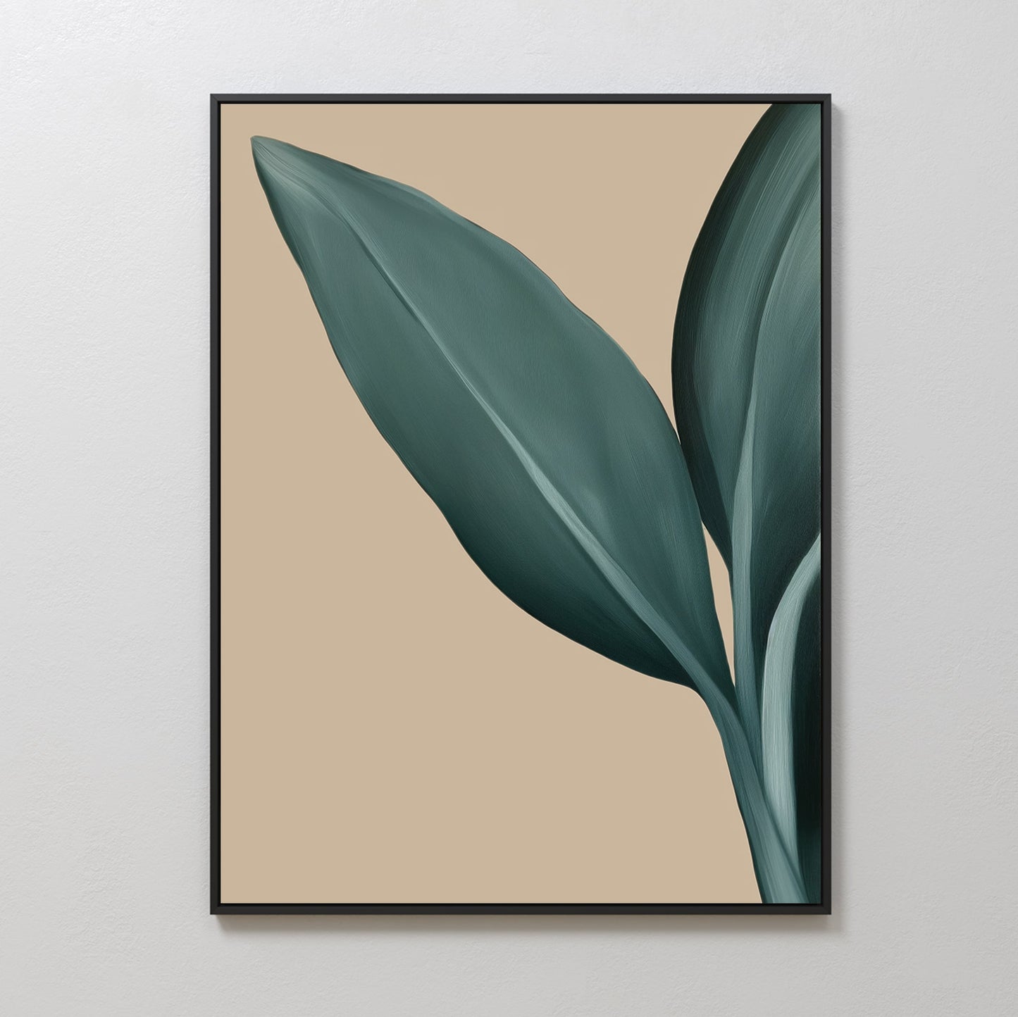 Abstract Green Leaf Oil Painting for Elegant Home Decor