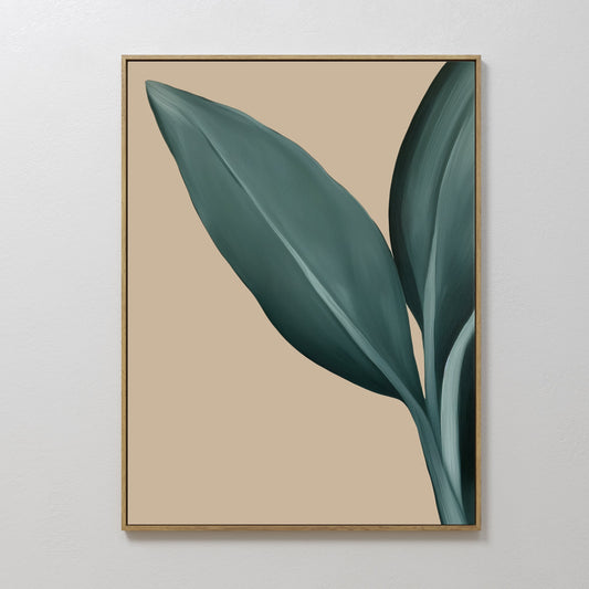 Abstract Green Leaf Oil Painting for Elegant Home Decor