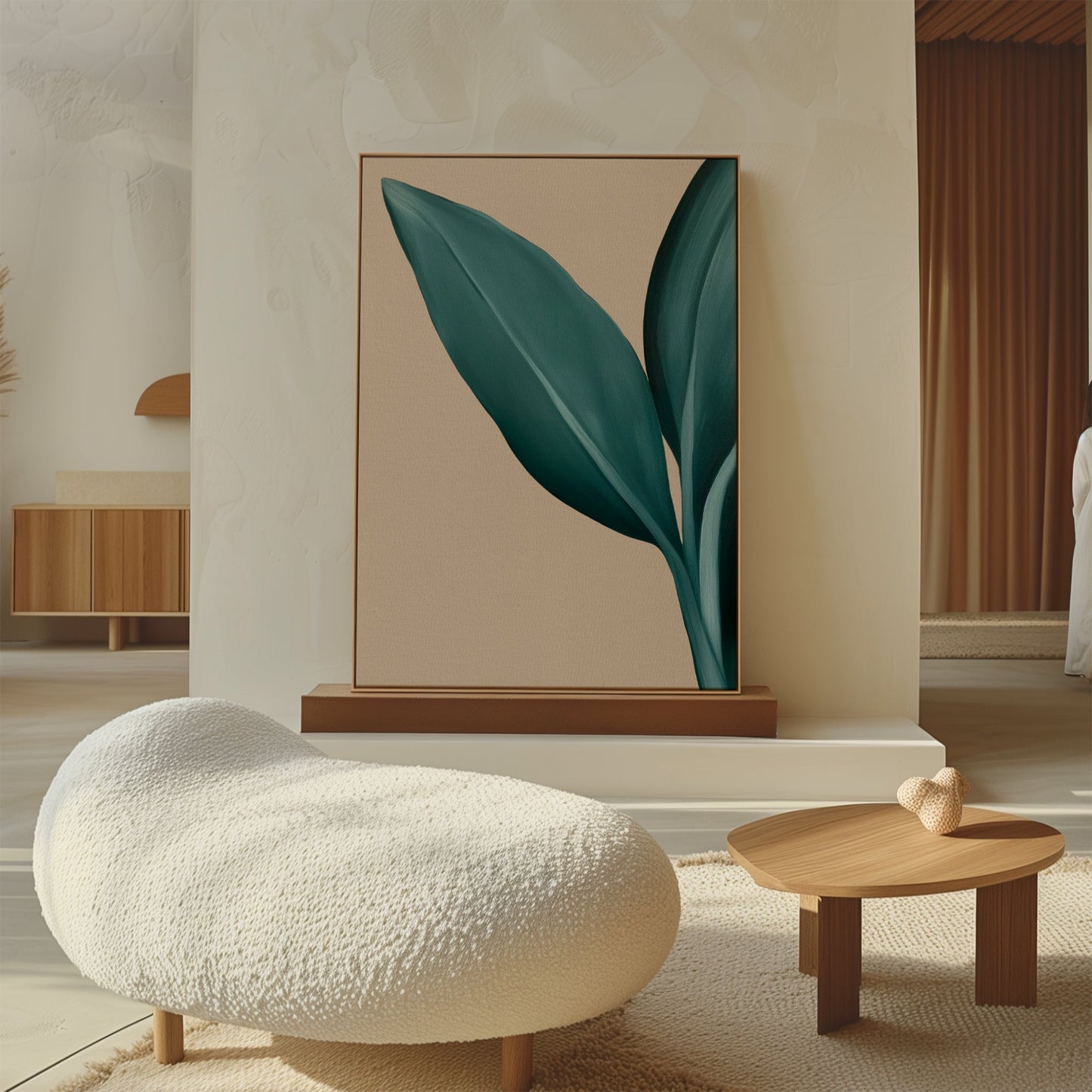 Abstract Green Leaf Oil Painting for Elegant Home Decor