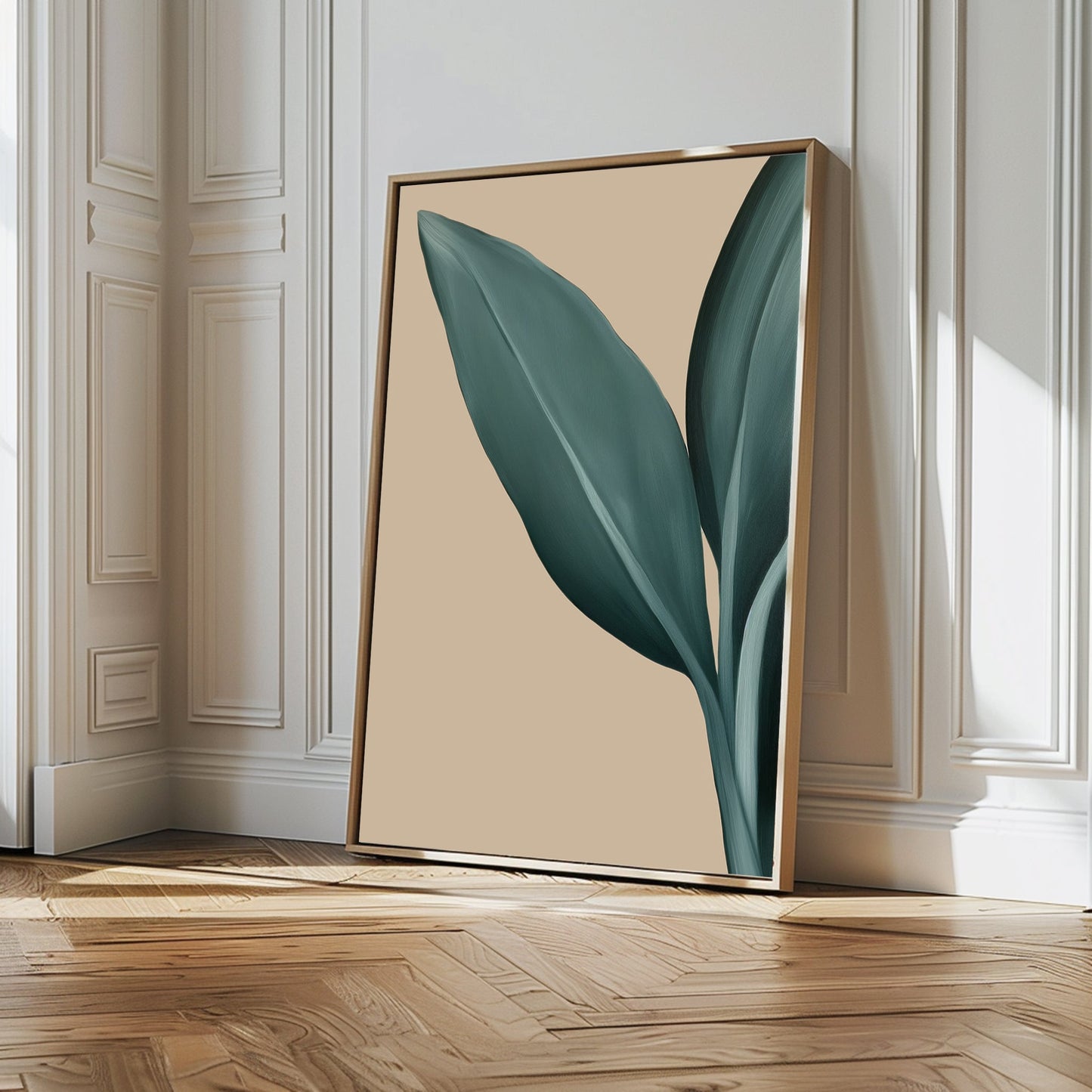 Abstract Green Leaf Oil Painting for Elegant Home Decor