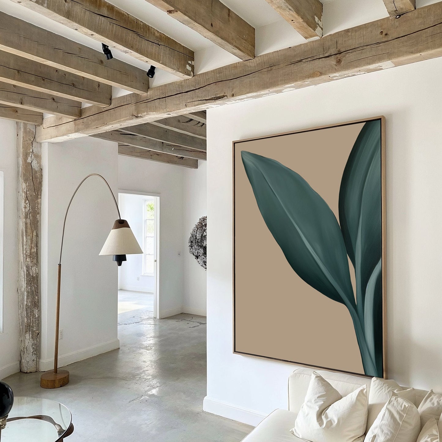 Abstract Green Leaf Oil Painting for Elegant Home Decor