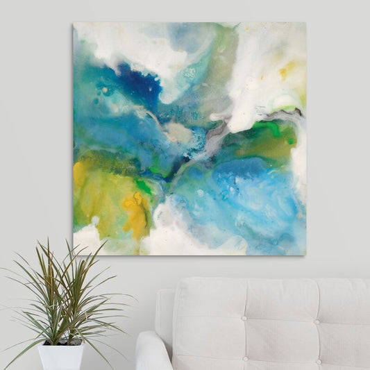 Vibrant Abstract Oil Painting in Blue and Green