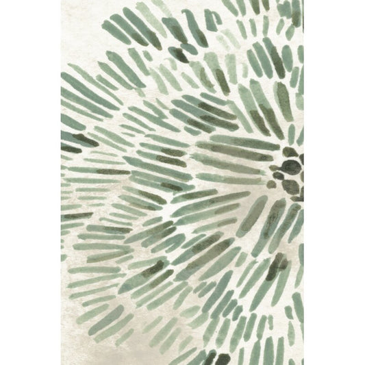 Serene Green Flower Burst Oil Painting for Contemporary Home Decor