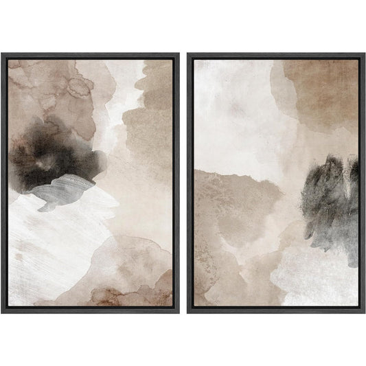 Elegant Brown and Black Abstract Oil Painting Set for Modern Home Decor