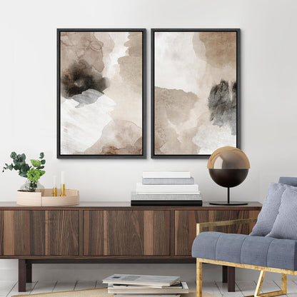 Elegant Brown and Black Abstract Oil Painting Set for Modern Home Decor