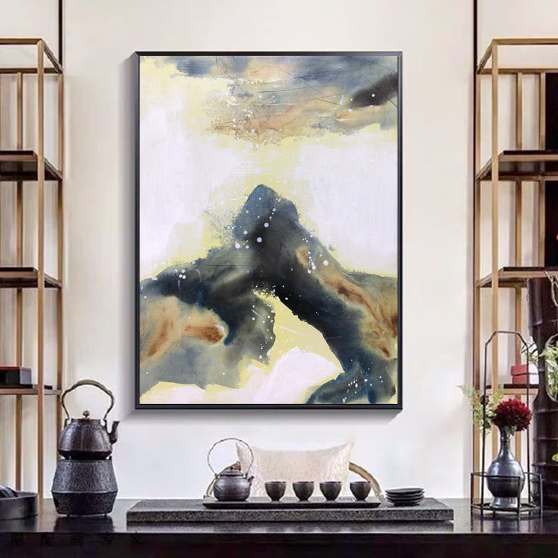 Abstract Mountain Landscape Oil Painting - Serenity and Strength in Art