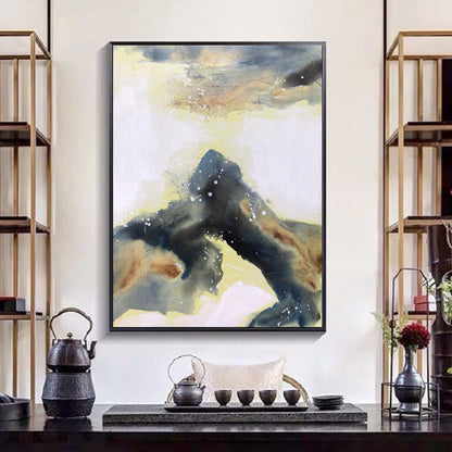 Abstract Mountain Landscape Oil Painting - Serenity and Strength in Art