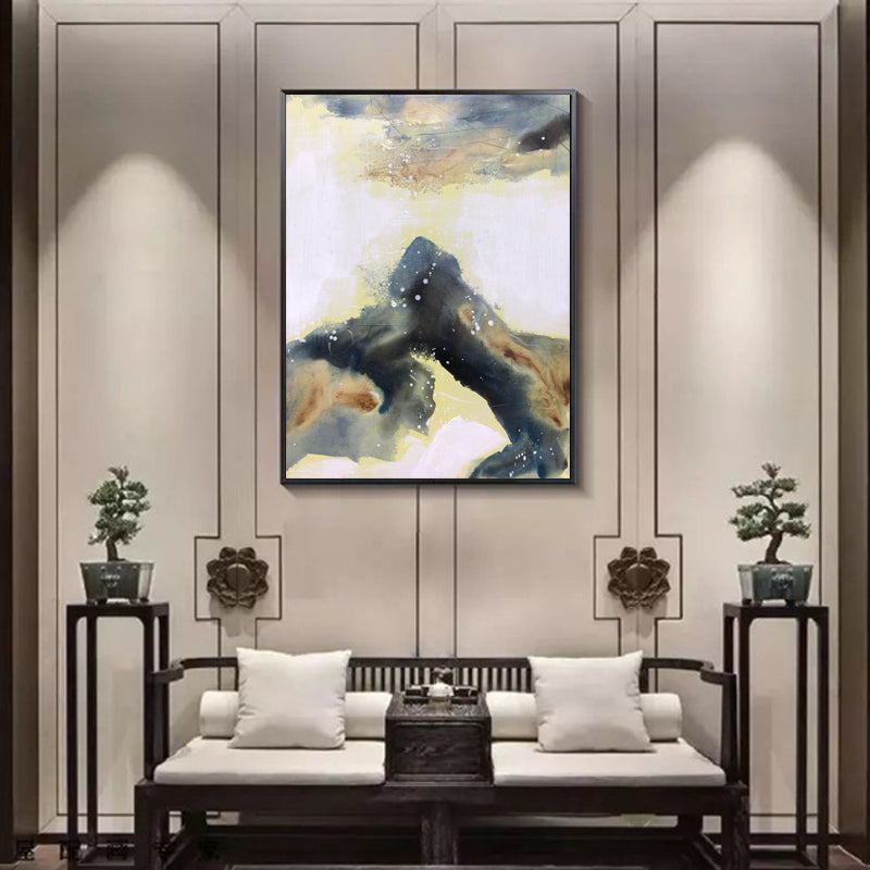 Abstract Mountain Landscape Oil Painting - Serenity and Strength in Art