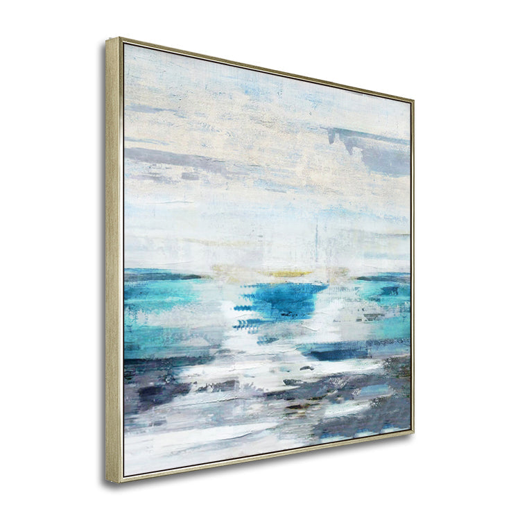 Tranquil Coastal Sunrise Oil Painting for Serene Home Décor