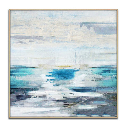 Tranquil Coastal Sunrise Oil Painting for Serene Home Décor