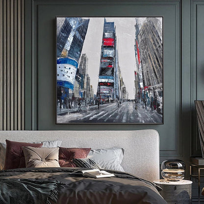 Vibrant Urban Scene: Times Square Oil Painting for Modern Home Decor