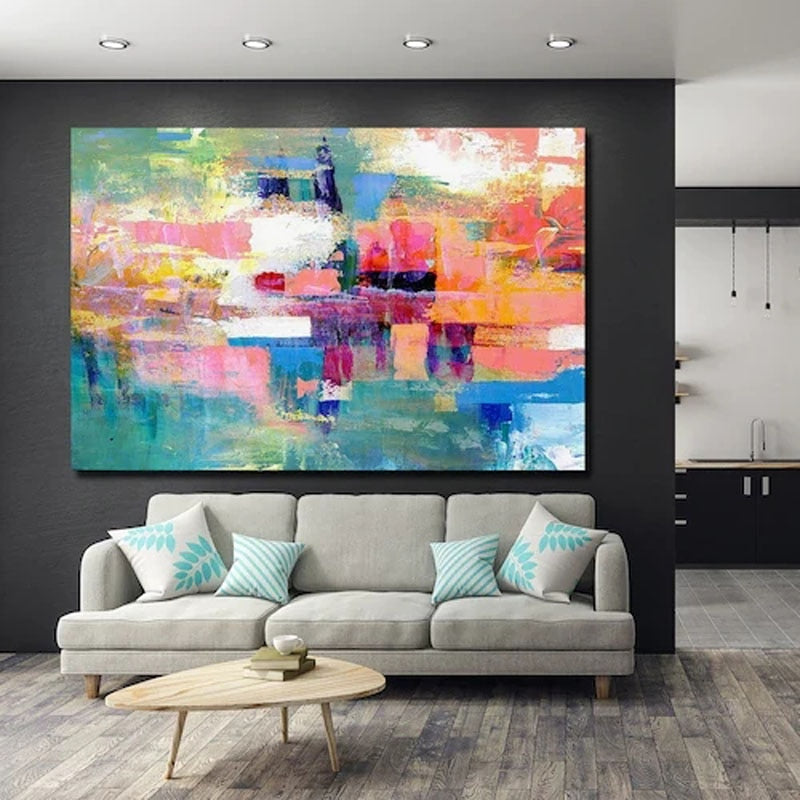 Vibrant Abstract Oil Painting - Colorful Stream of Emotions for Modern Decor