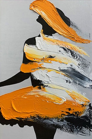 Vibrant Orange Dance: Abstract Oil Painting for Modern Art Lovers