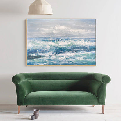 Serene Ocean Waves: Captivating Oil Painting for Tranquil Home Decor