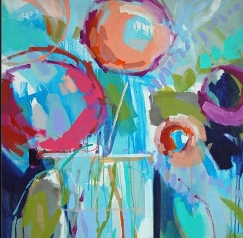 Vibrant Abstract Oil Painting of Colorful Fruits in Bright Artistry