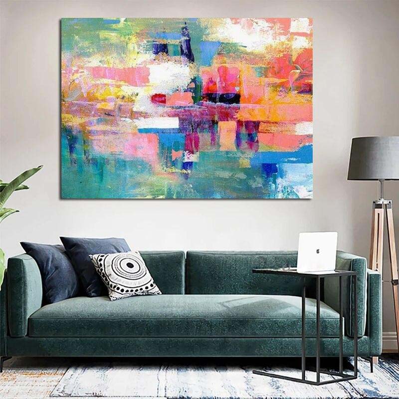 Vibrant Abstract Oil Painting - Colorful Stream of Emotions for Modern Decor