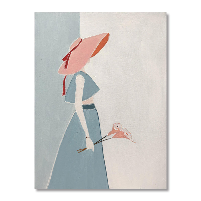 Elegant Woman in Hat - Contemporary Oil Painting for Modern Home Décor