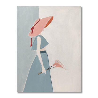 Elegant Woman in Hat - Contemporary Oil Painting for Modern Home Décor