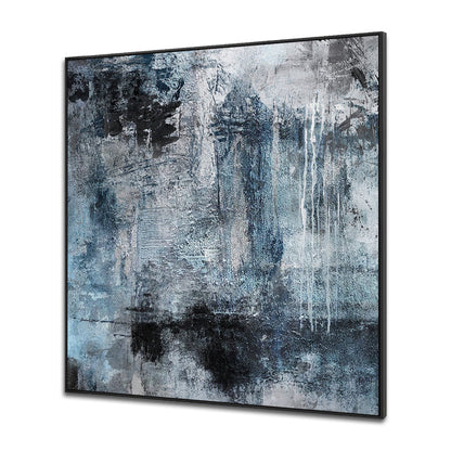 Abstract Blue and Gray Oil Painting for Modern Home Decor