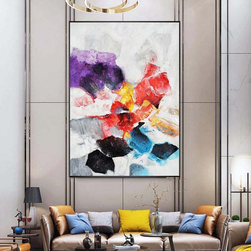 Vibrant Abstract Oil Painting of Cosmic Colors in Harmony