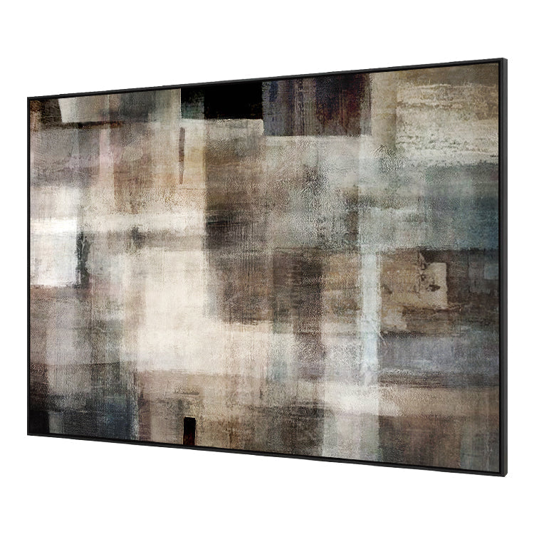 Abstract Oil Painting in Soft Earth Tones for Modern Home Decor