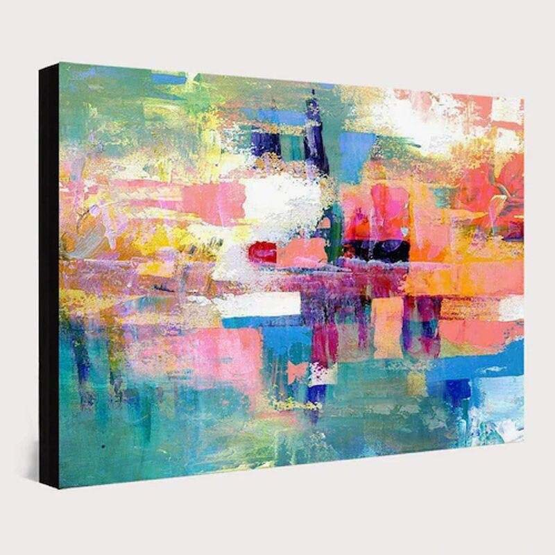 Vibrant Abstract Oil Painting - Colorful Stream of Emotions for Modern Decor