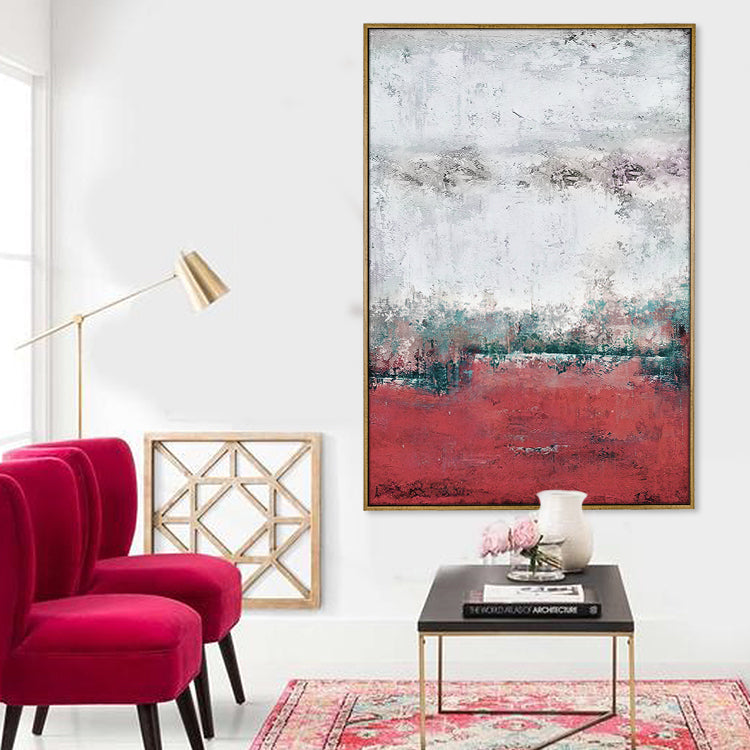 Vibrant Red Sea Abstract Oil Painting for Home Decor and Art Collectors