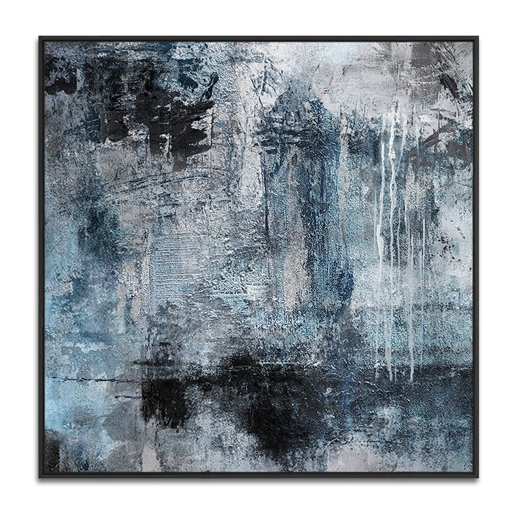 Abstract Blue and Gray Oil Painting for Modern Home Decor