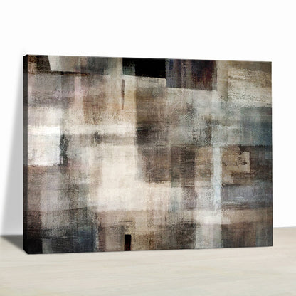 Abstract Oil Painting in Soft Earth Tones for Modern Home Decor
