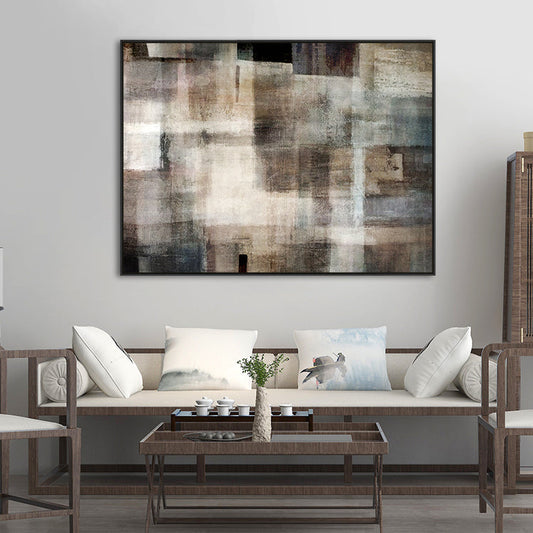 Abstract Oil Painting in Soft Earth Tones for Modern Home Decor