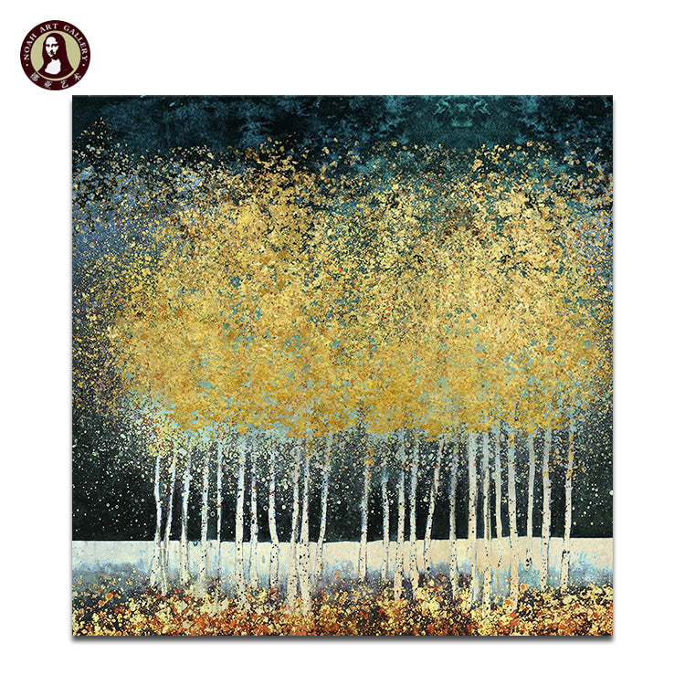 Serene Golden Forest Landscape Oil Painting for Elegant Home Decor