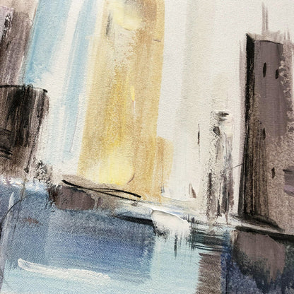 Abstract Cityscape Reflection in Gentle Pastels - Modern Oil Painting