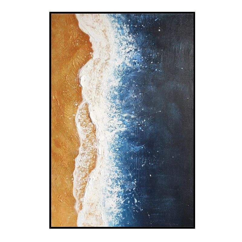 Coastal Serenity: Abstract Ocean Wave Oil Painting for Modern Home Décor