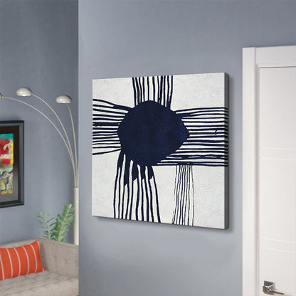 Abstract Navy and White Oil Painting for Modern Home Decor