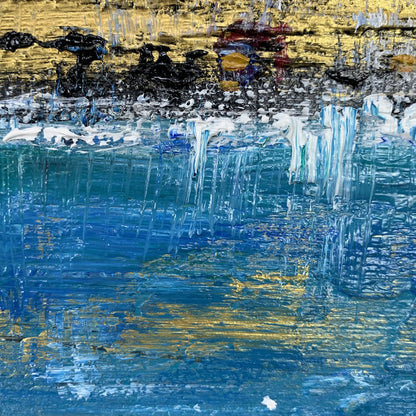 Tranquil Coastal View: Serene Oil Painting of Landscapes and Blue Waters